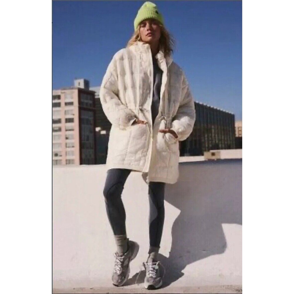 Free People Movement Jacket Ivory Patricia Packable Poncho Puffer Coat Sz L New